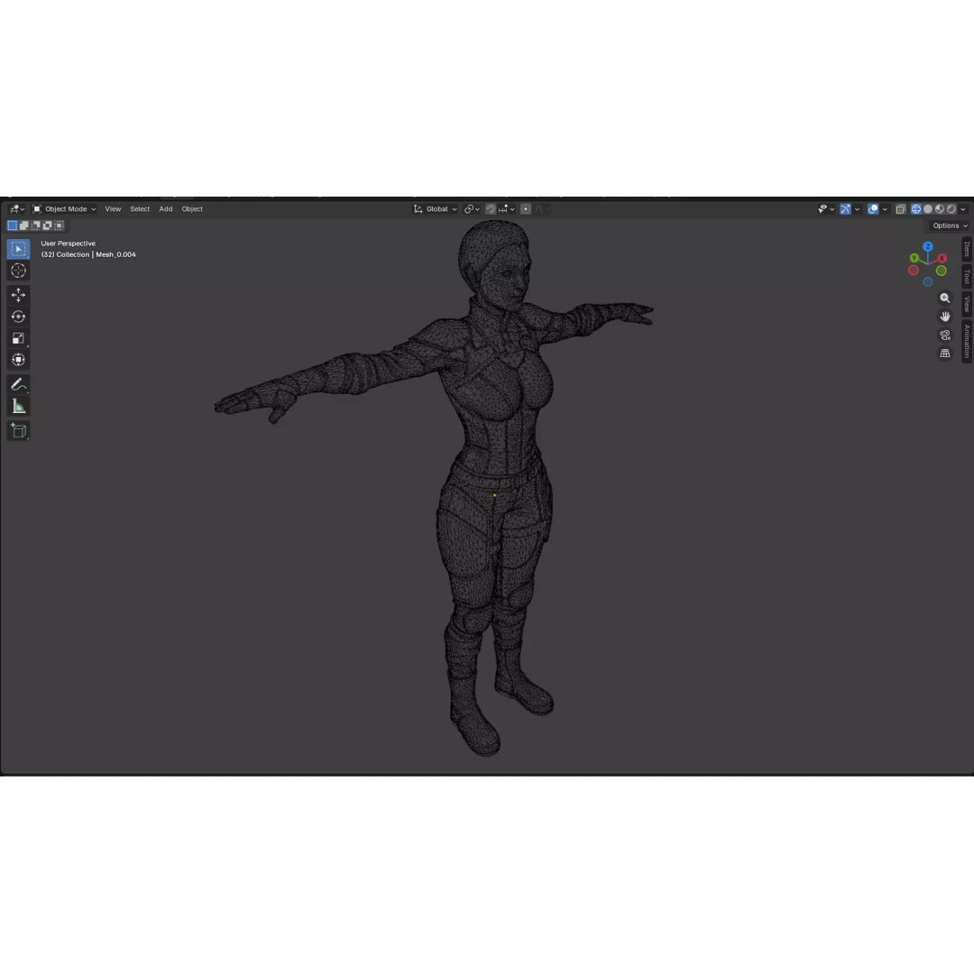 Realistic Female Character 3D Model – Low Poly Game Asset, FBX, OBJ - View 17