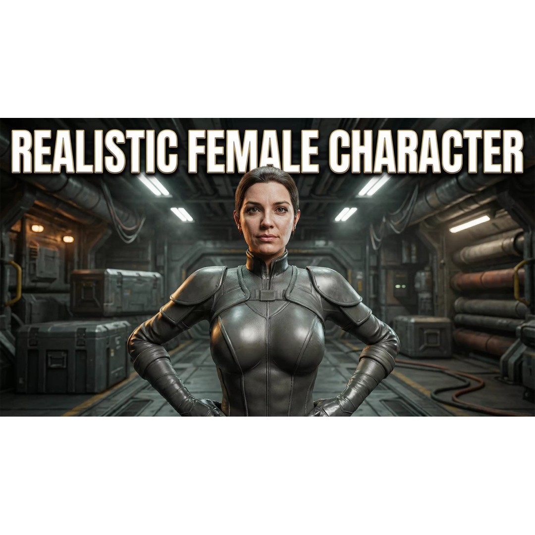 Realistic Female Character 3D Model – Low Poly Game Asset, FBX, OBJ - View 2