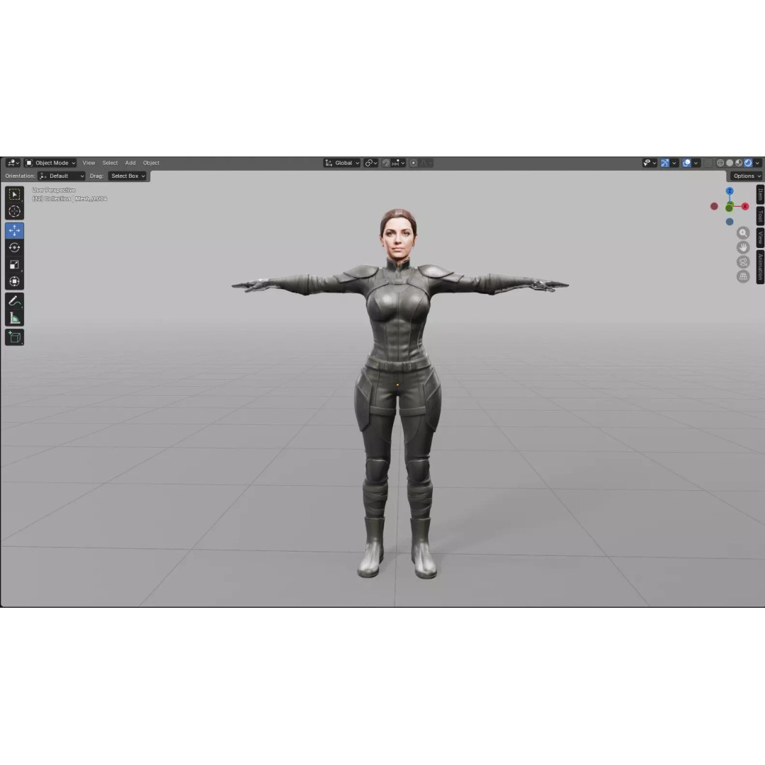 Realistic Female Character 3D Model – Low Poly Game Asset, FBX, OBJ - View 5