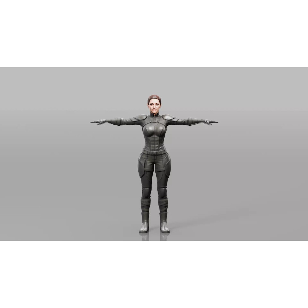 Realistic Female Character 3D Model – Low Poly Game Asset, FBX, OBJ - View 6