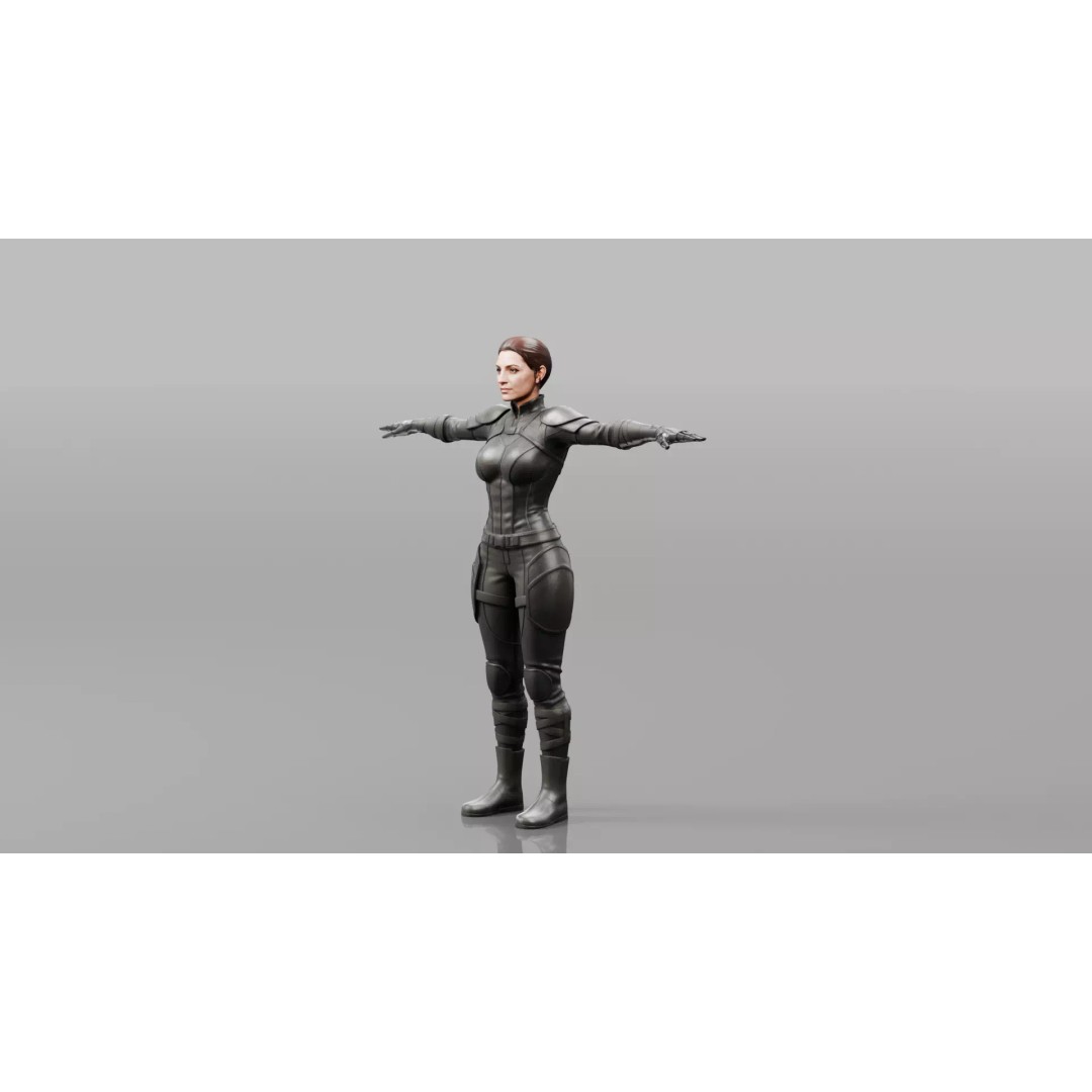 Realistic Female Character 3D Model – Low Poly Game Asset, FBX, OBJ - View 7