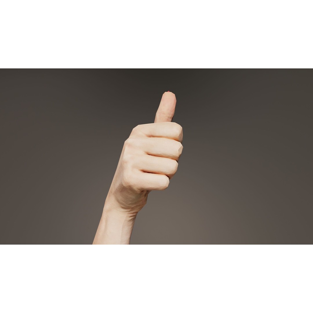 Woman Hand Sign Numbers 10 3D Model – Low Poly Character Asset, FBX - View 7