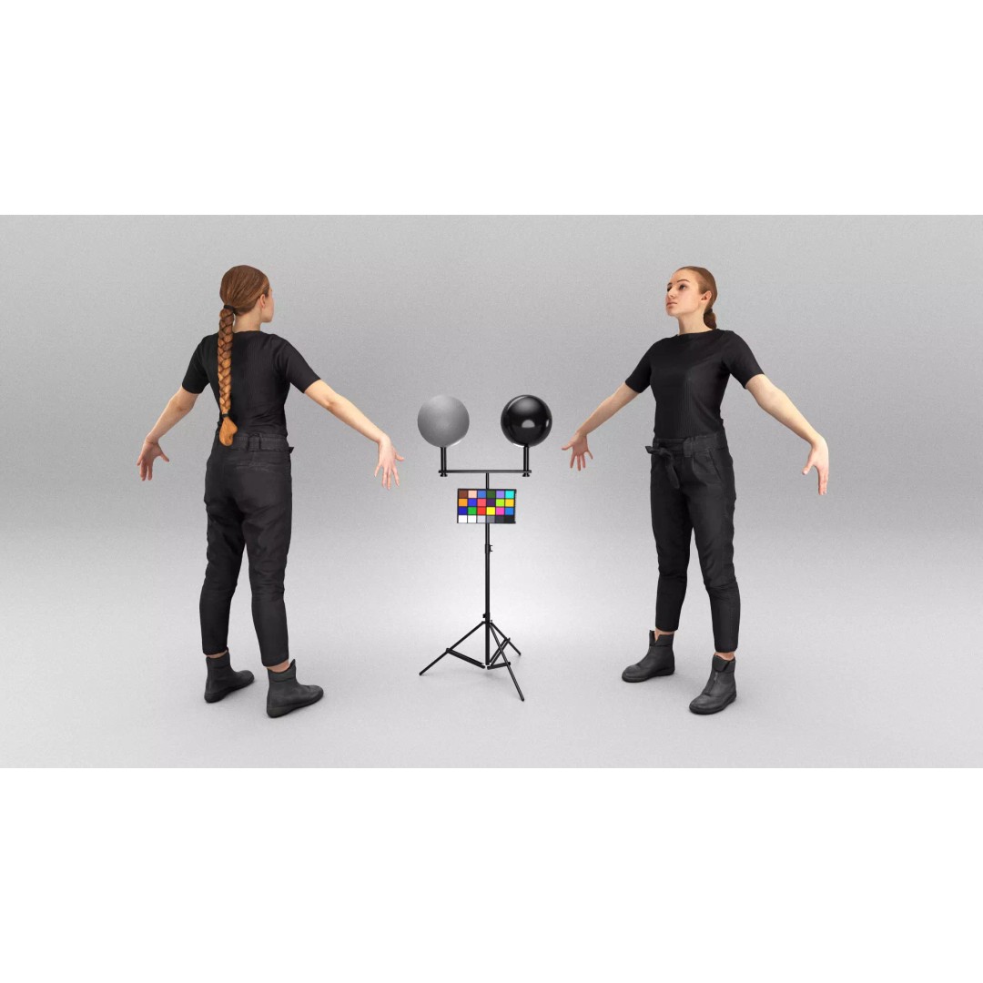Young Woman 3D Model – Low Poly Character, Rigged for Animation - View 2