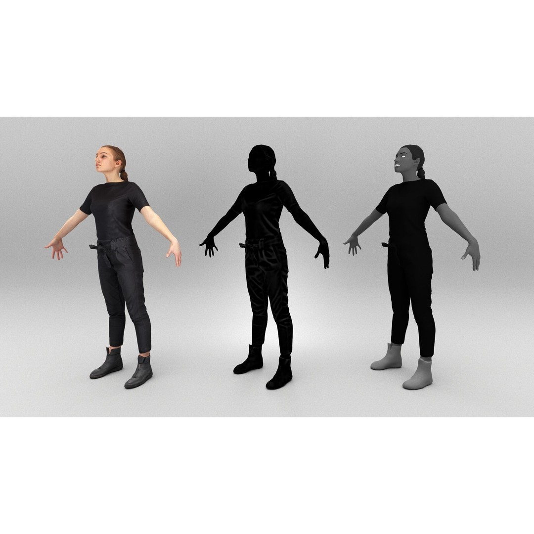Young Woman 3D Model – Low Poly Character, Rigged for Animation - View 6