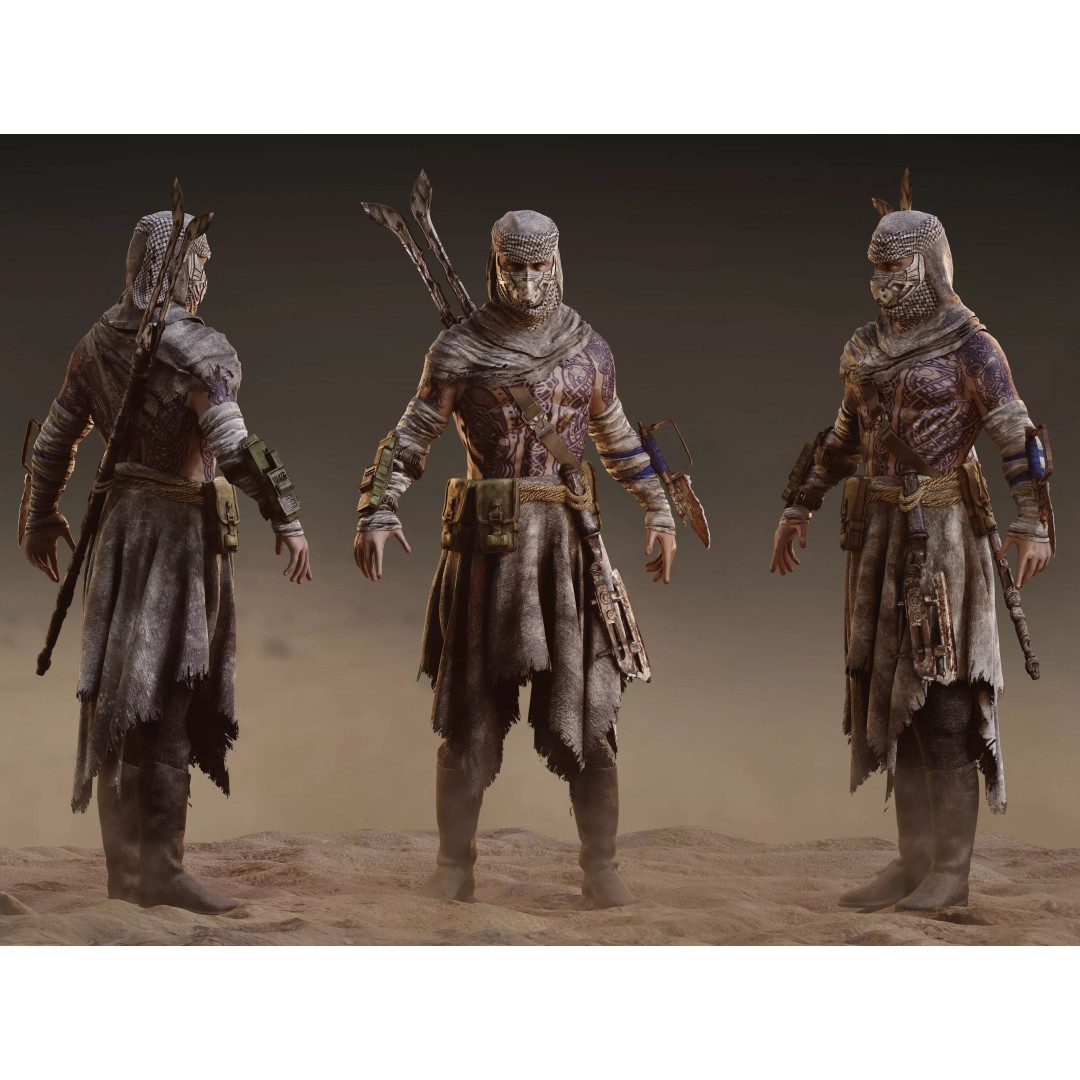 Post Apocalyptic Man 3D Model – Low Poly Rigged Character, FBX, OBJ - View 2