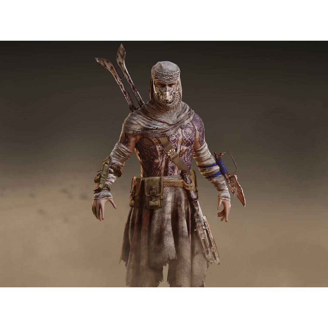 Post Apocalyptic Man 3D Model – Low Poly Rigged Character, FBX, OBJ - View 3