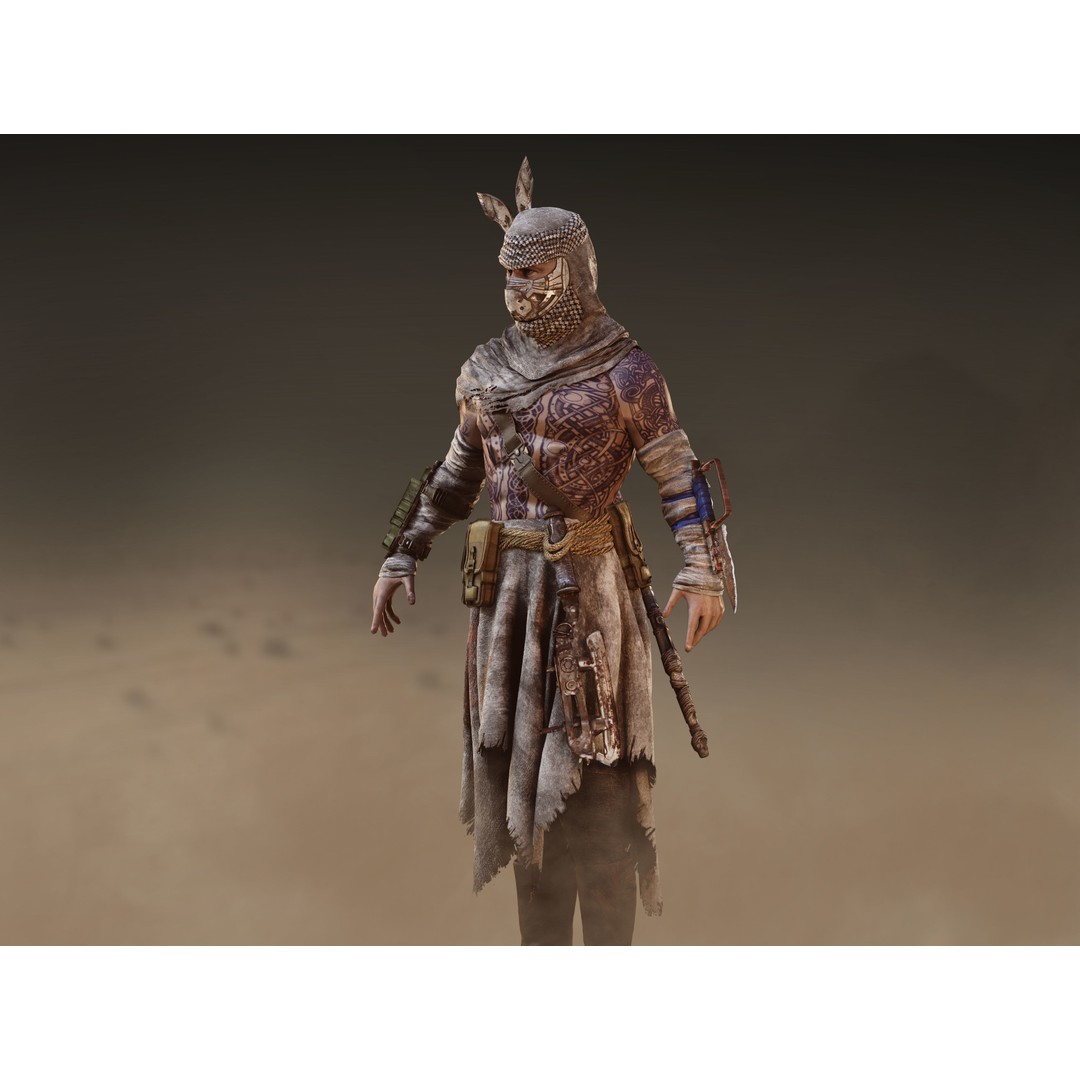 Post Apocalyptic Man 3D Model – Low Poly Rigged Character, FBX, OBJ - View 4