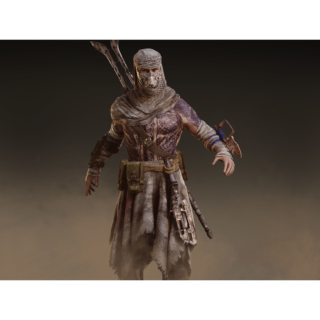 Post Apocalyptic Man 3D Model – Low Poly Rigged Character, FBX, OBJ - View 6