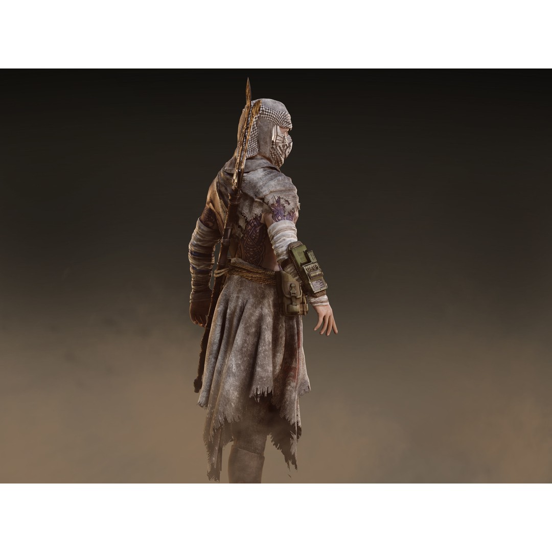Post Apocalyptic Man 3D Model – Low Poly Rigged Character, FBX, OBJ - View 7