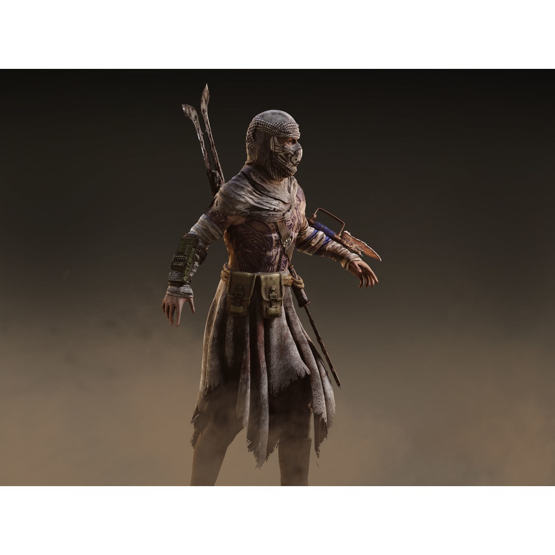Post Apocalyptic Man 3D Model – Low Poly Rigged Character, FBX, OBJ - View 8