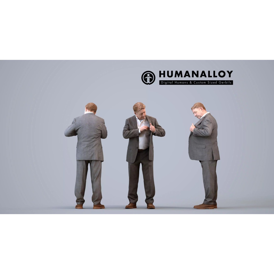 Male Adult 3D Model Set – Business Attire, FBX, Game Ready - View 12