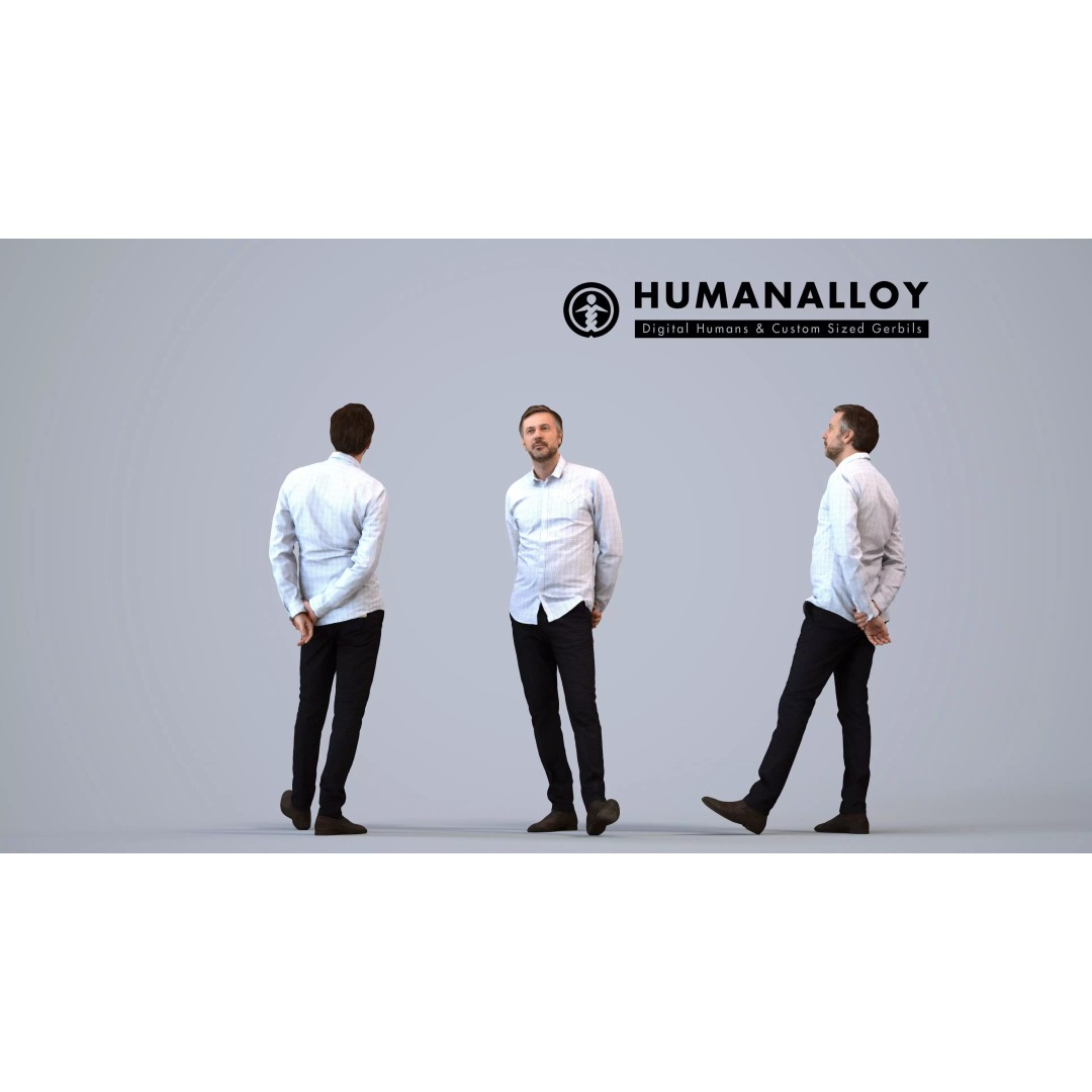 Male Adult 3D Model Set – Business Attire, FBX, Game Ready - View 15