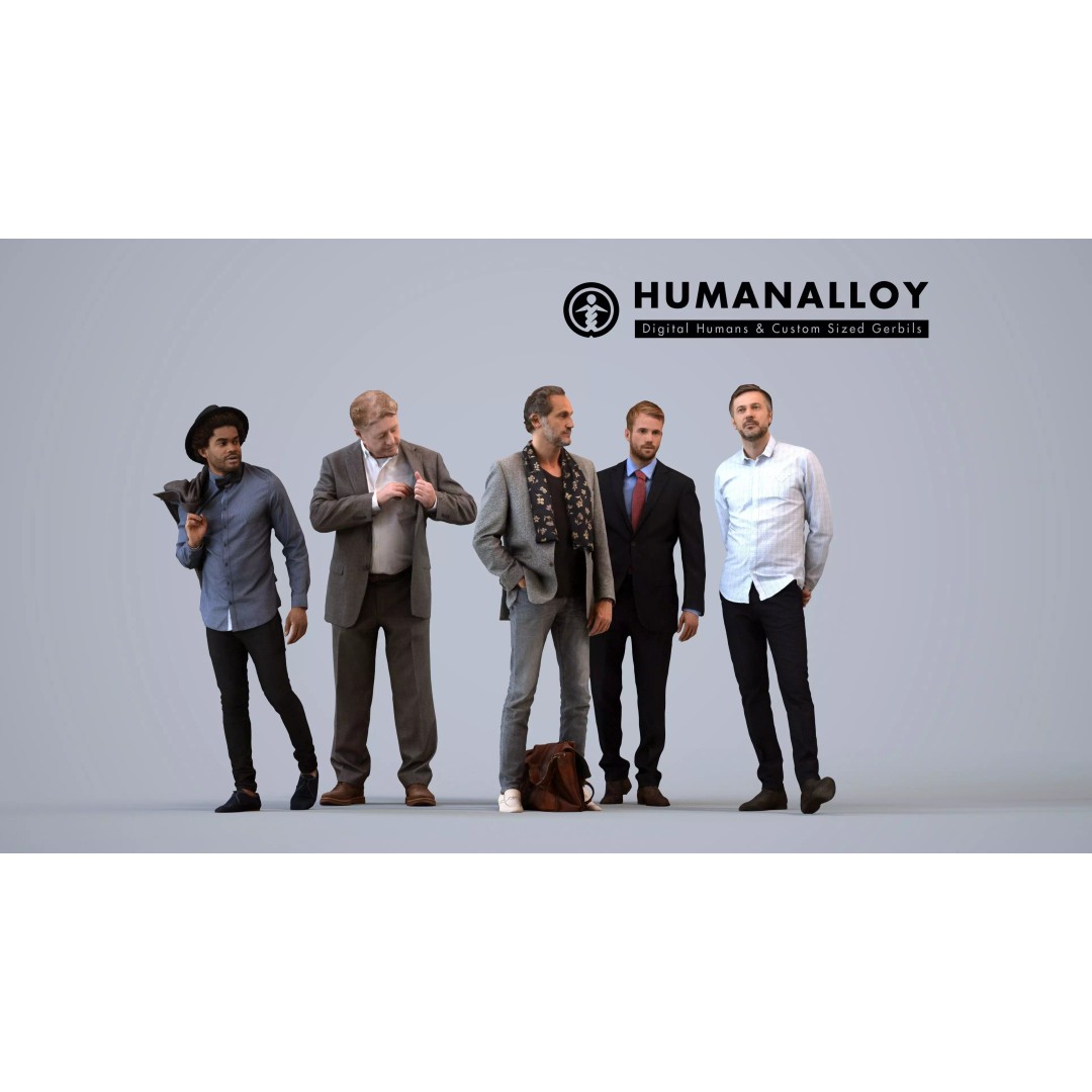 Male Adult 3D Model Set – Business Attire, FBX, Game Ready - View 2
