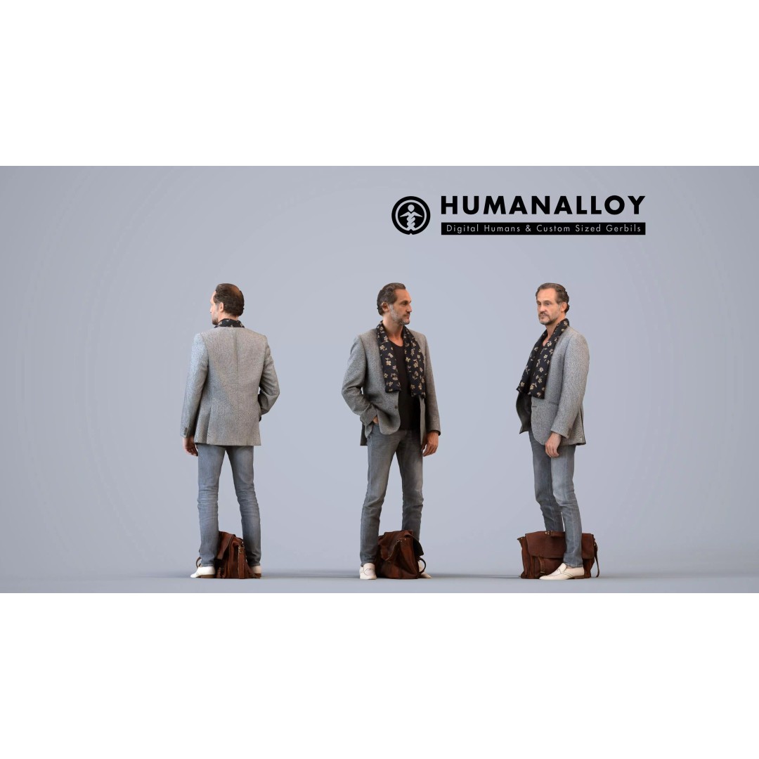 Male Adult 3D Model Set – Business Attire, FBX, Game Ready - View 3