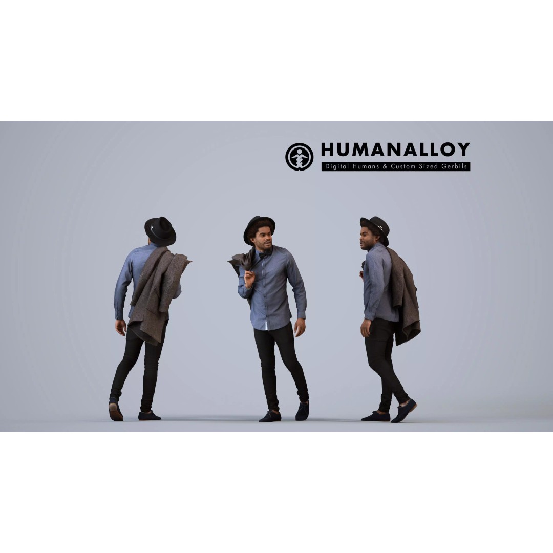 Male Adult 3D Model Set – Business Attire, FBX, Game Ready - View 9