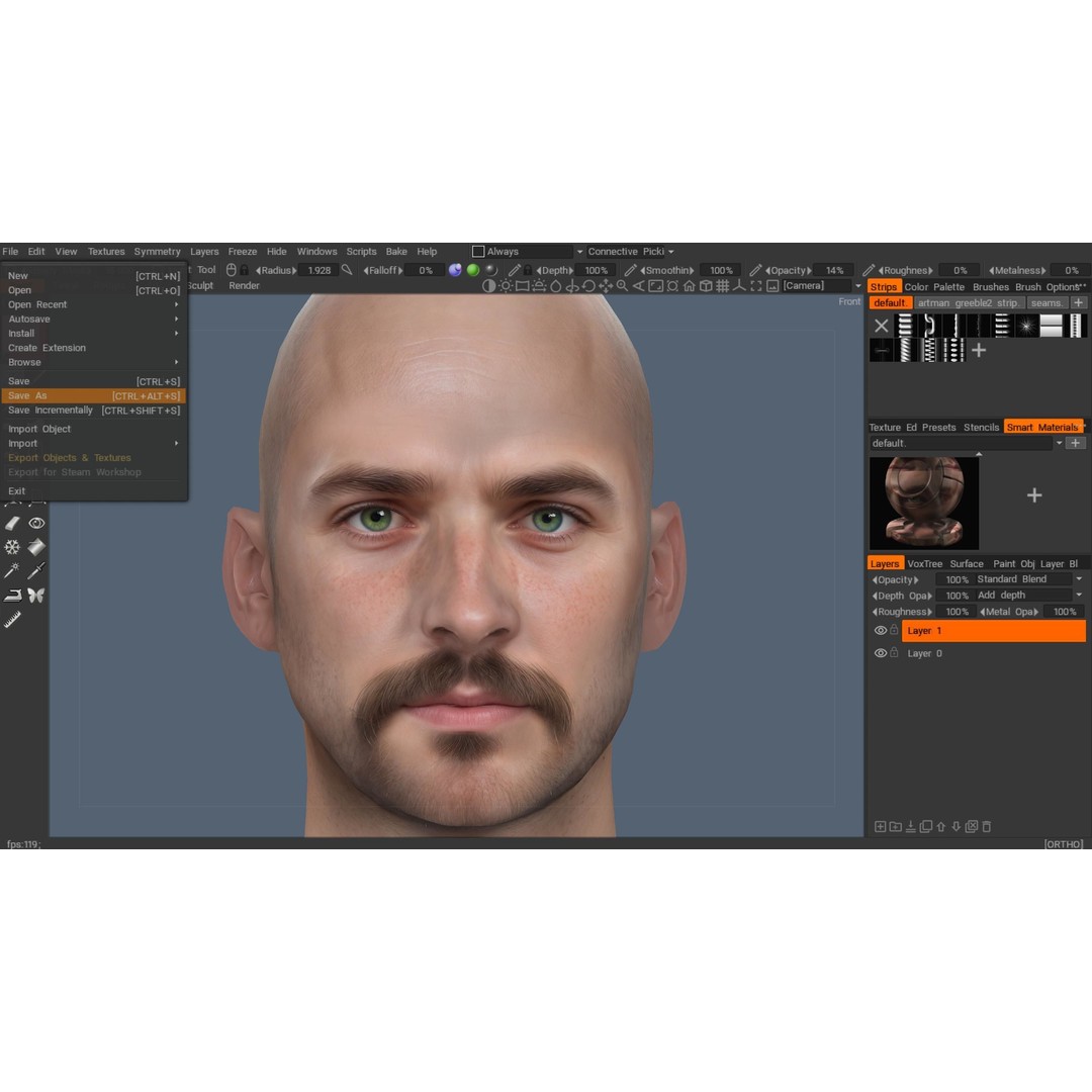 Realistic Male Head 3D Model – Low Poly Game Asset, PBR Textures