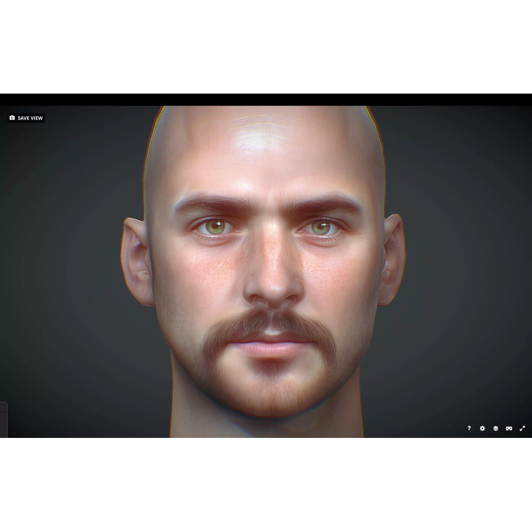 Realistic Male Head 3D Model – Low Poly Game Asset, PBR Textures - View 2