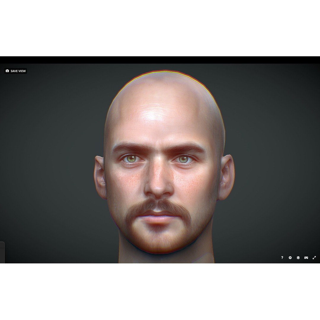 Realistic Male Head 3D Model – Low Poly Game Asset, PBR Textures - View 3