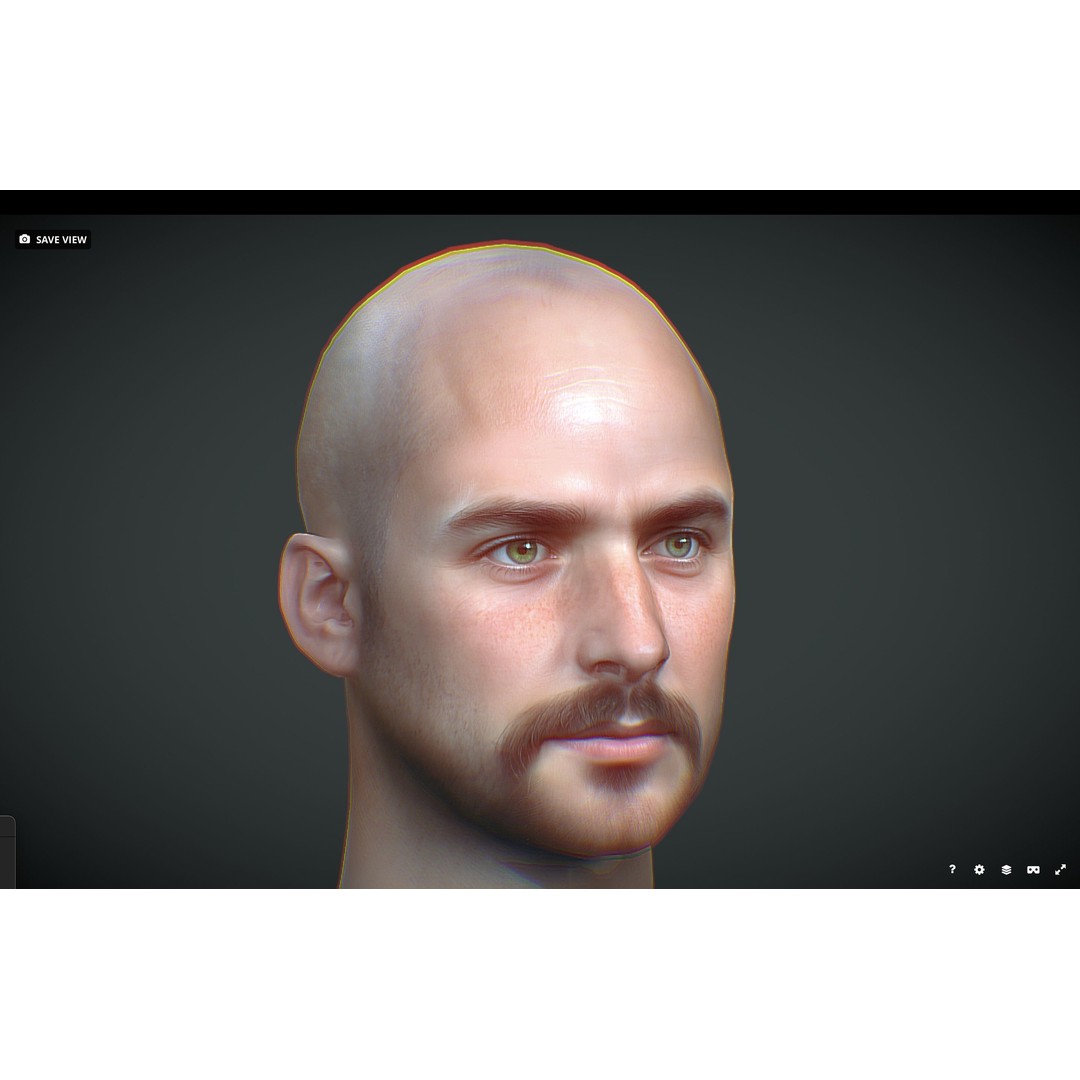 Realistic Male Head 3D Model – Low Poly Game Asset, PBR Textures - View 4