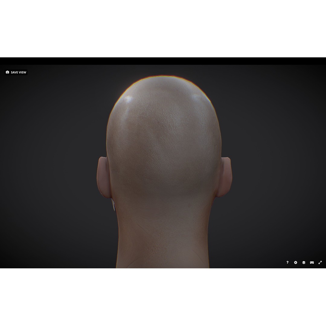 Realistic Male Head 3D Model – Low Poly Game Asset, PBR Textures - View 7