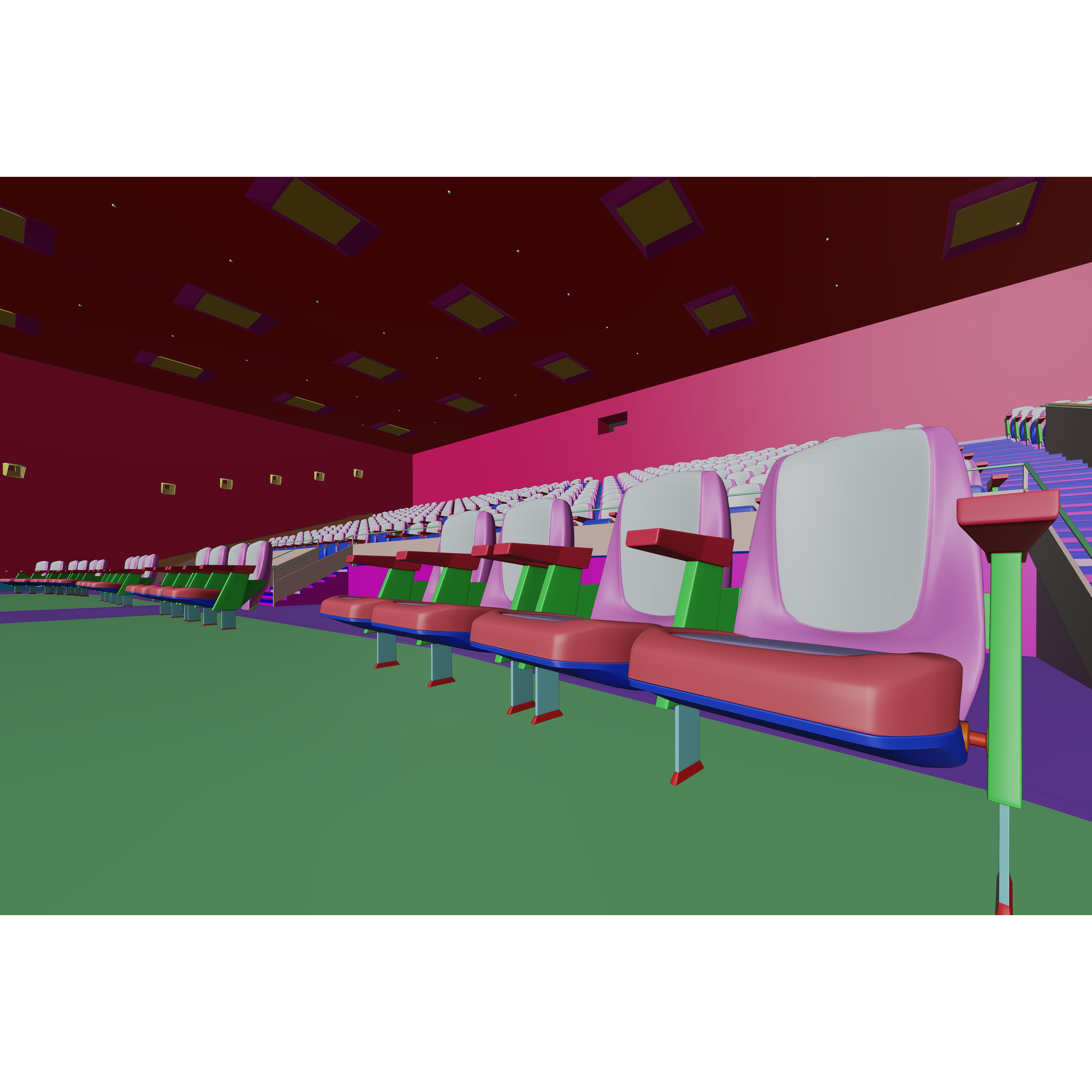 Movie Theater Interior - Low-Poly Game-Ready 3D Model