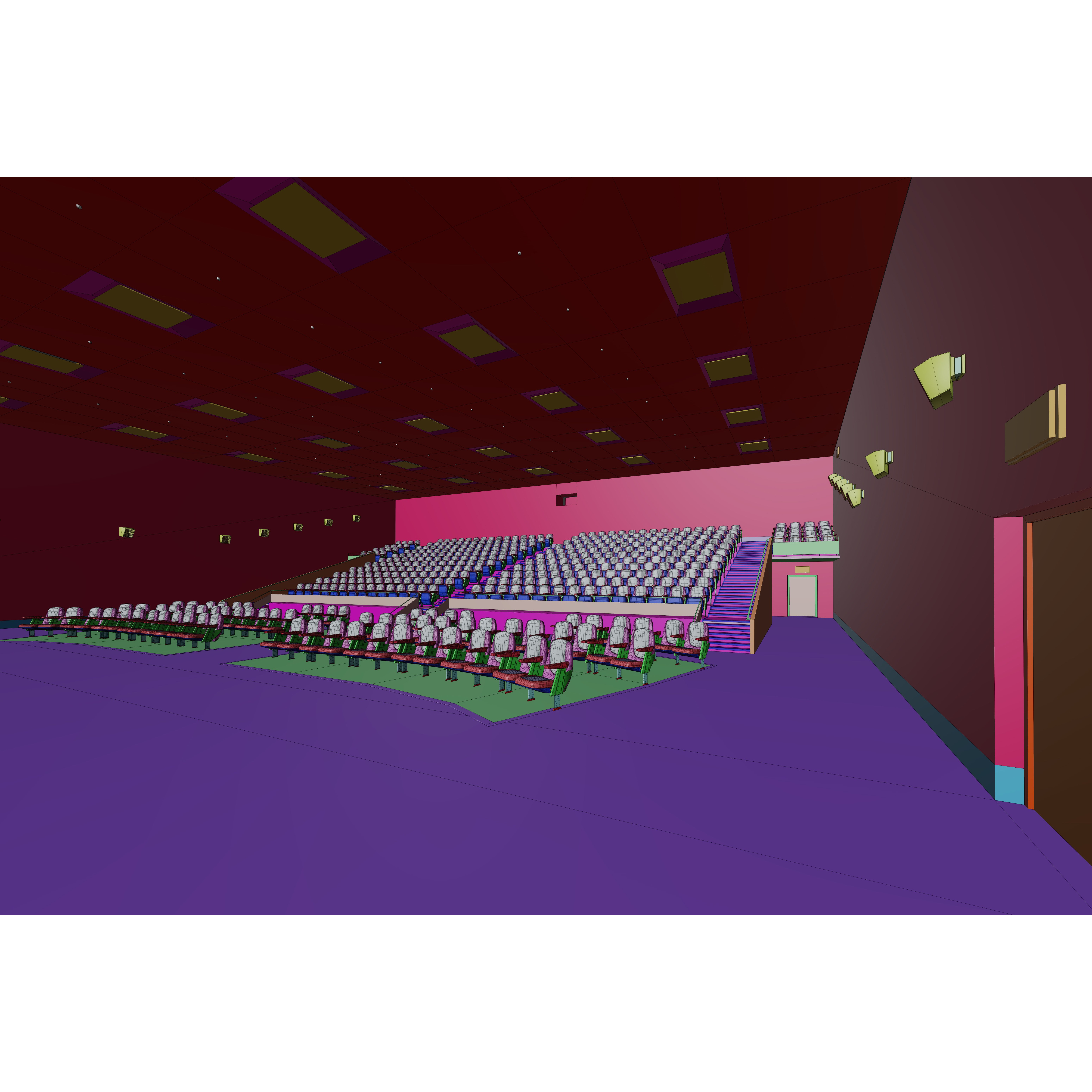 Movie Theater Interior - Low-Poly Game-Ready 3D Model - View 12