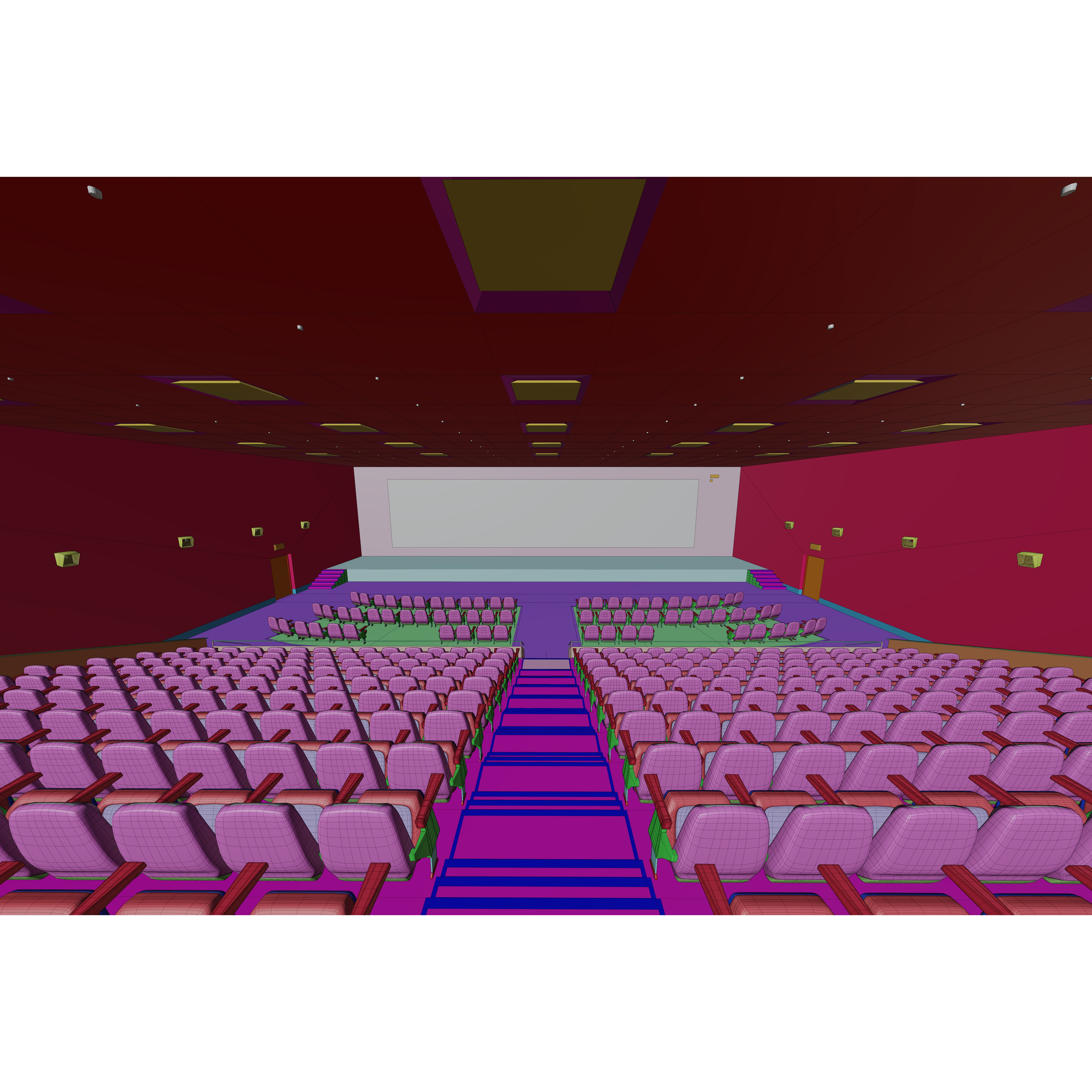 Movie Theater Interior - Low-Poly Game-Ready 3D Model - View 13