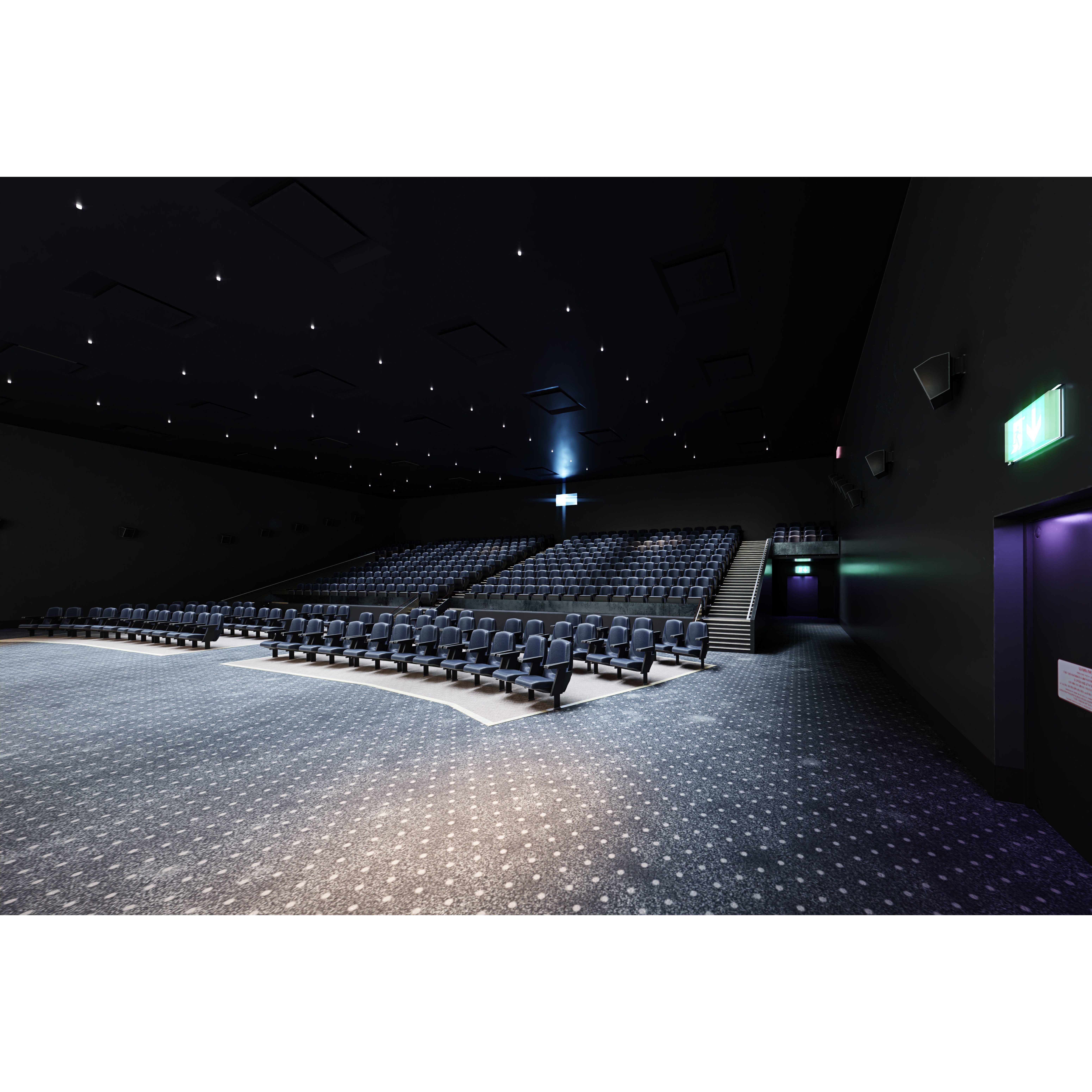 Movie Theater Interior - Low-Poly Game-Ready 3D Model - View 4