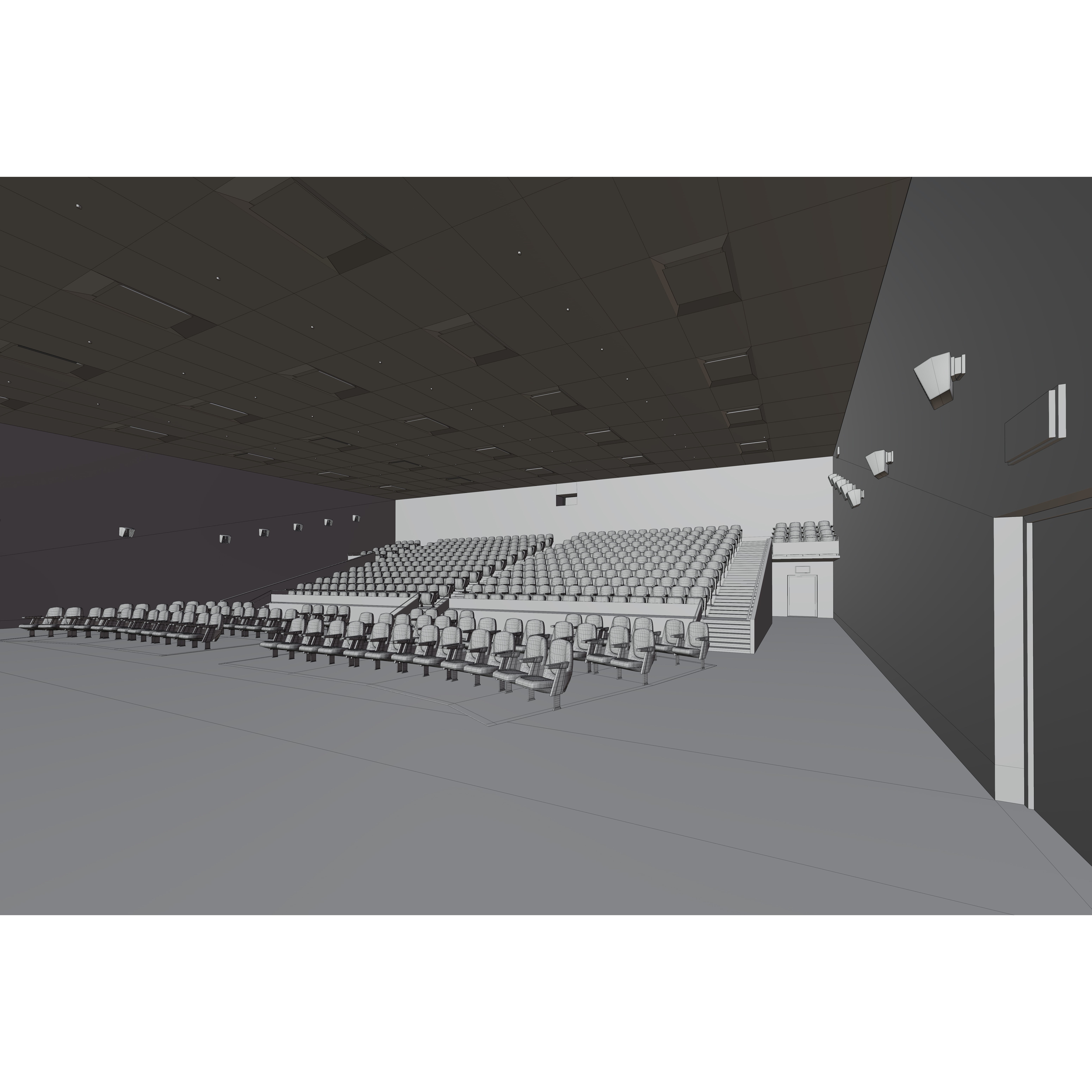 Movie Theater Interior - Low-Poly Game-Ready 3D Model - View 6