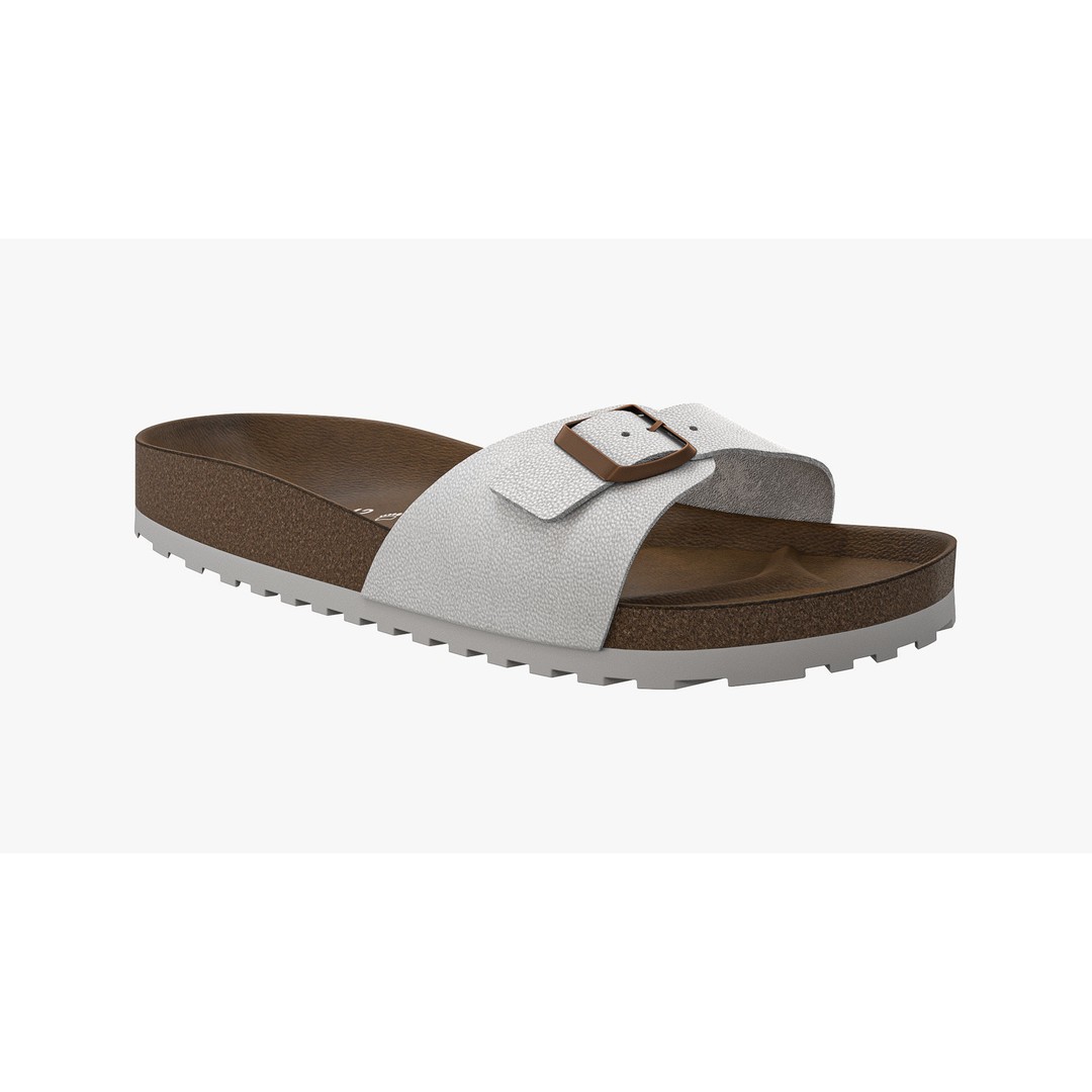 White Leather Single-Strap Sandals 3D Model – High Poly Game Asset, FBX - View 11