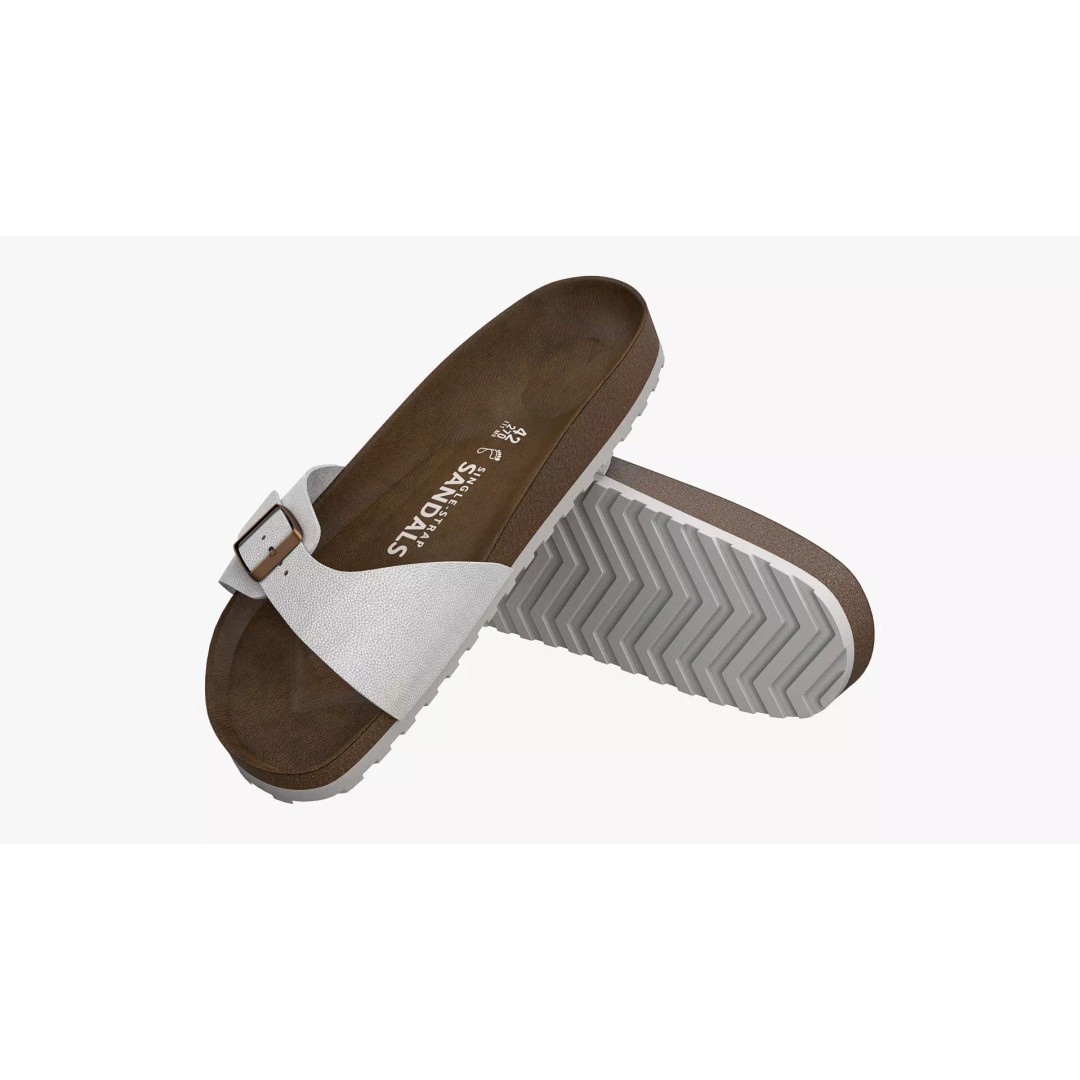 White Leather Single-Strap Sandals 3D Model – High Poly Game Asset, FBX - View 2