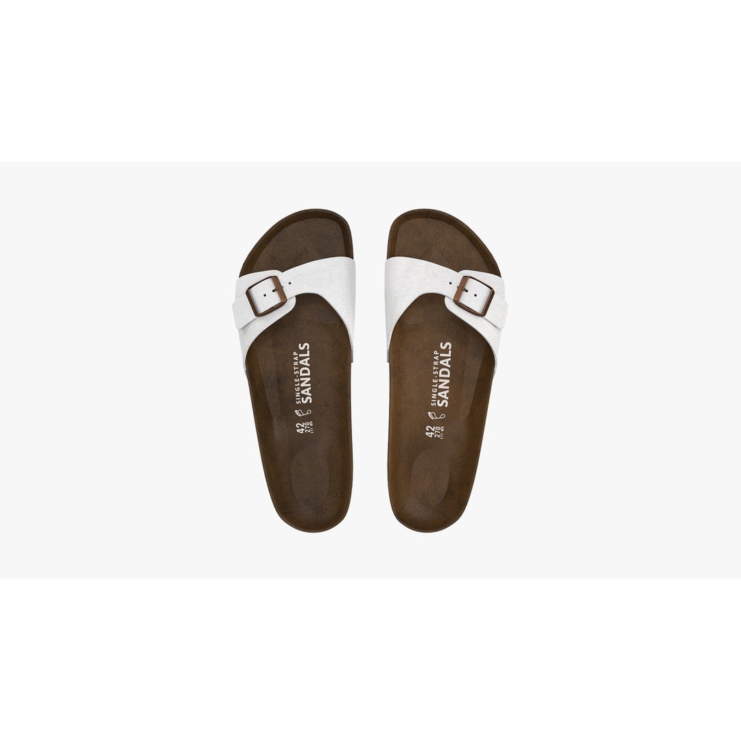 White Leather Single-Strap Sandals 3D Model – High Poly Game Asset, FBX - View 5