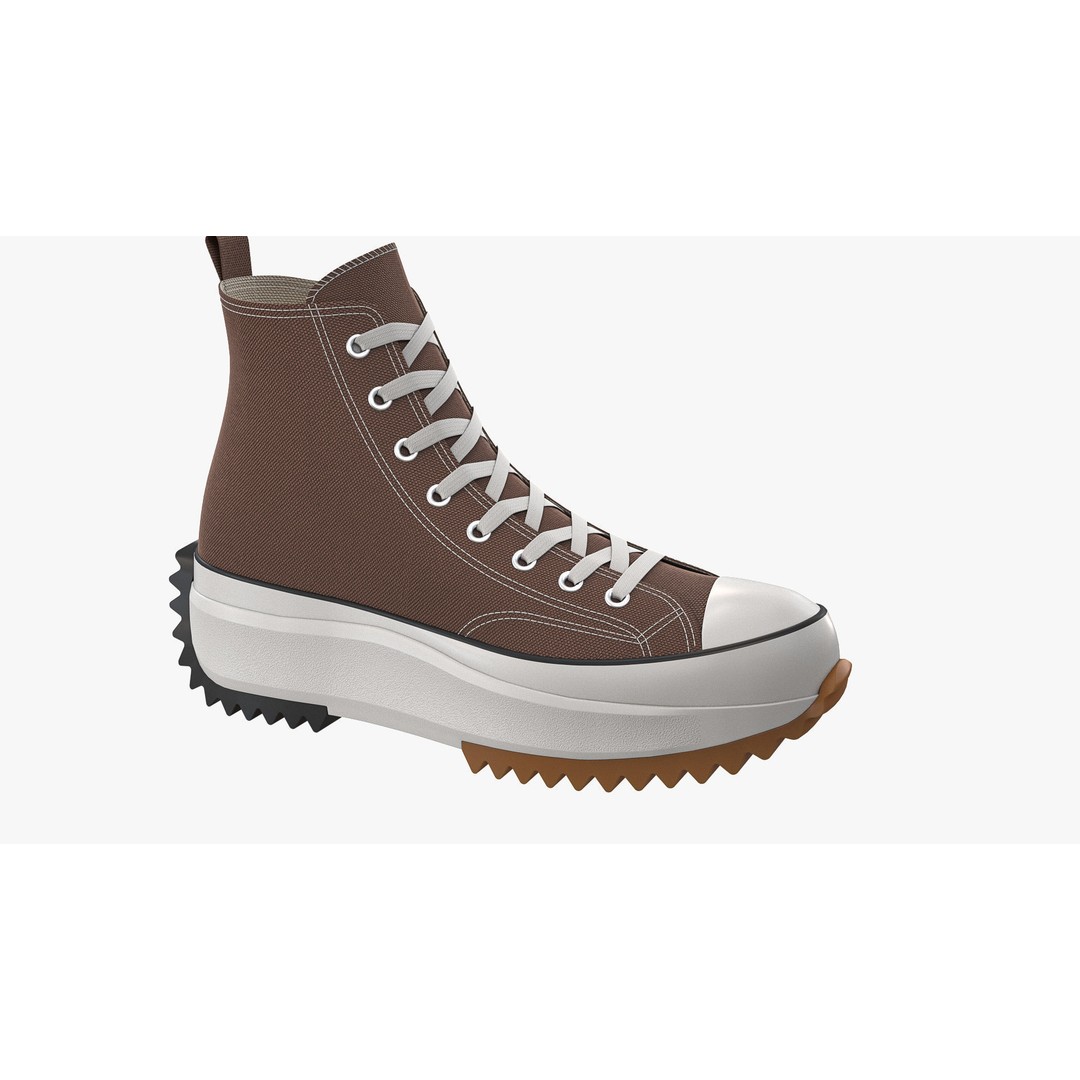 Converse Run Star Hike Platform High Top Brown 3D Model – High Poly Game Asset, FBX, OBJ - View 11