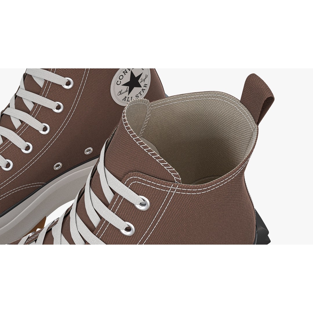 Converse Run Star Hike Platform High Top Brown 3D Model – High Poly Game Asset, FBX, OBJ - View 12