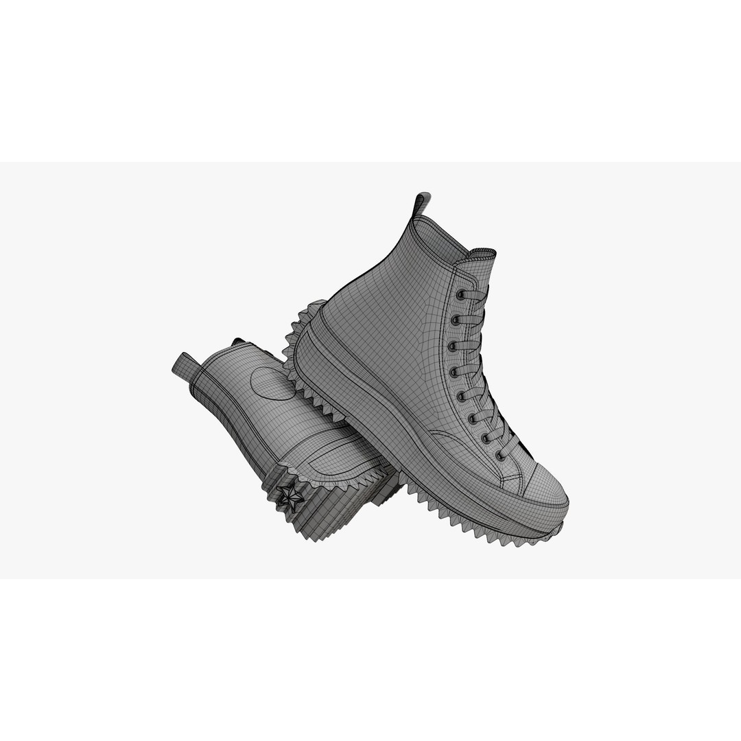 Converse Run Star Hike Platform High Top Brown 3D Model – High Poly Game Asset, FBX, OBJ - View 13