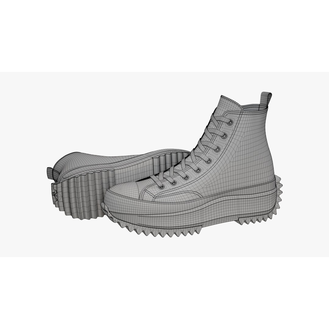 Converse Run Star Hike Platform High Top Brown 3D Model – High Poly Game Asset, FBX, OBJ - View 14
