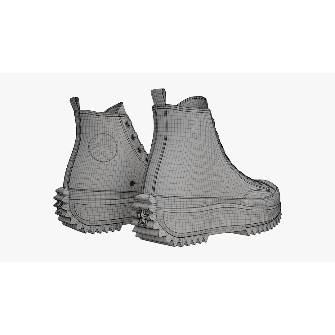 Converse Run Star Hike Platform High Top Brown 3D Model – High Poly Game Asset, FBX, OBJ - View 16