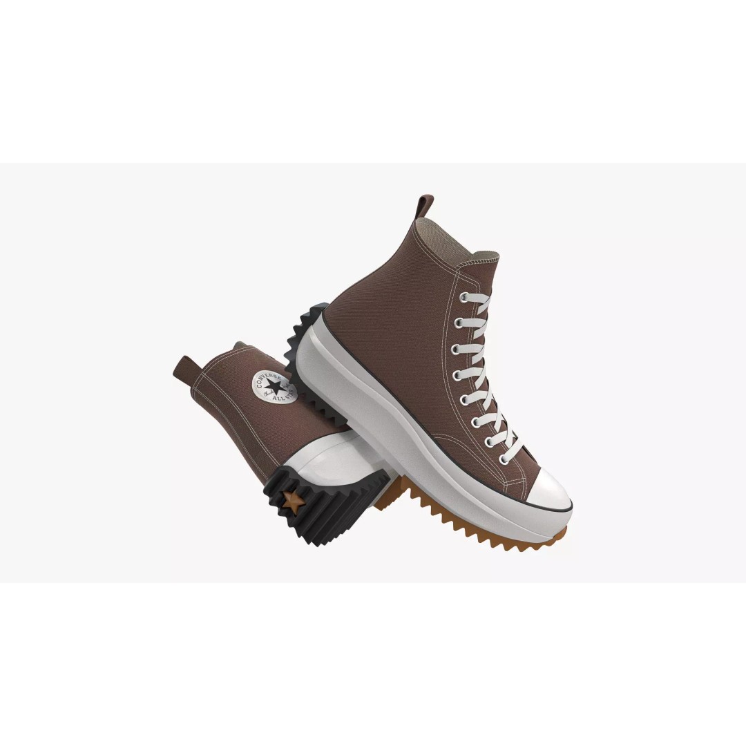 Converse Run Star Hike Platform High Top Brown 3D Model – High Poly Game Asset, FBX, OBJ - View 2