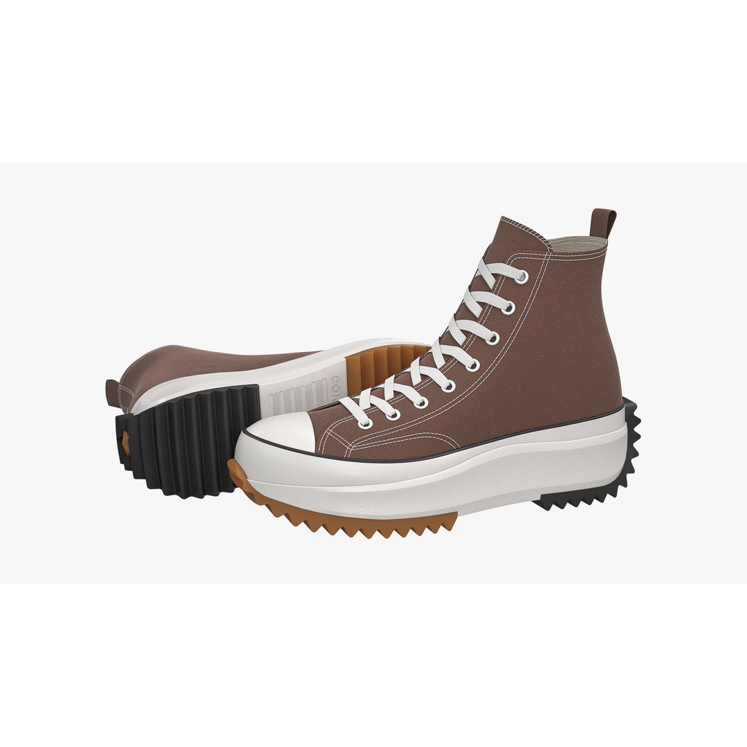Converse Run Star Hike Platform High Top Brown 3D Model – High Poly Game Asset, FBX, OBJ - View 3