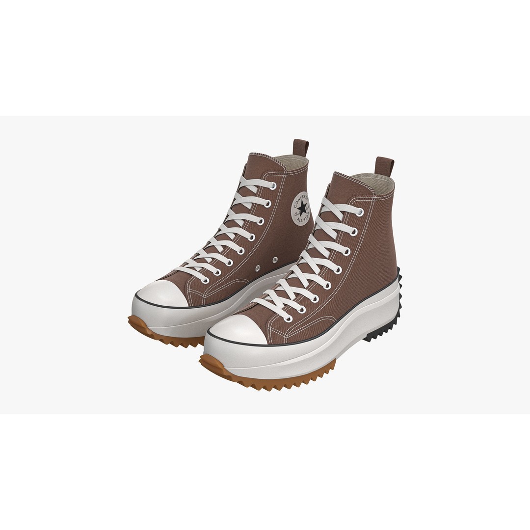 Converse Run Star Hike Platform High Top Brown 3D Model – High Poly Game Asset, FBX, OBJ - View 6
