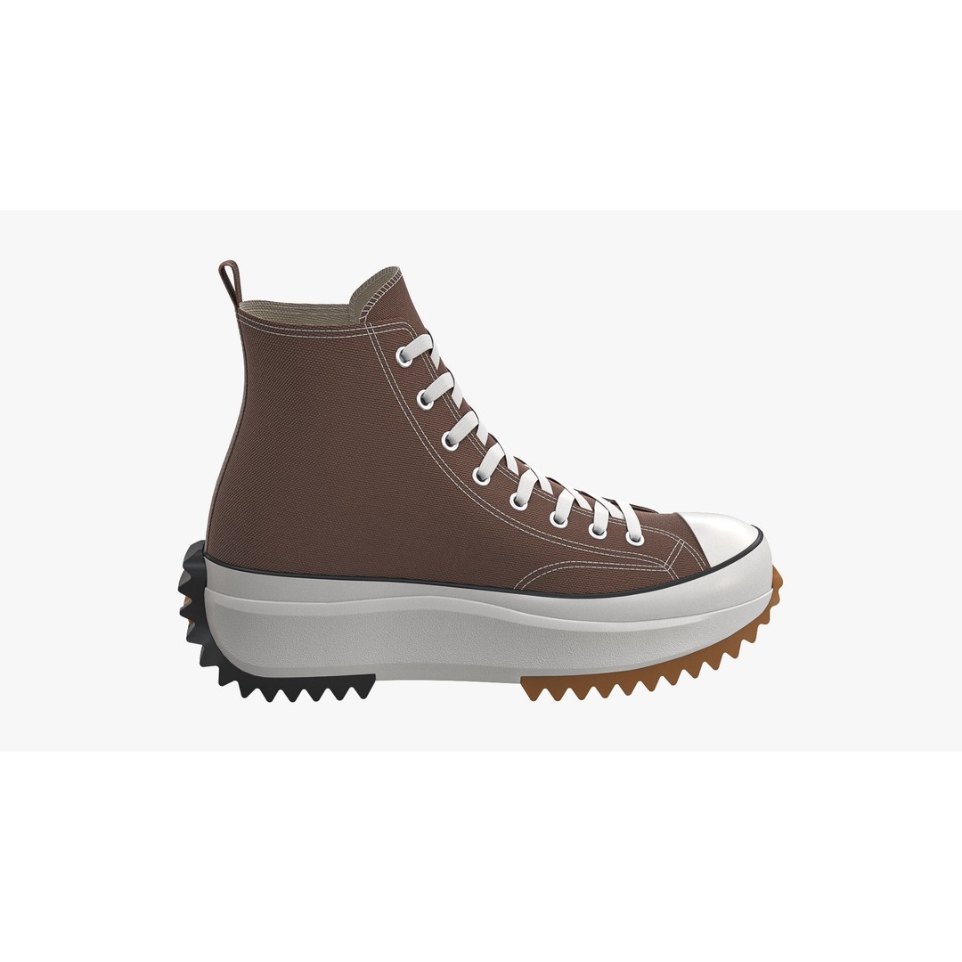 Converse Run Star Hike Platform High Top Brown 3D Model – High Poly Game Asset, FBX, OBJ - View 8