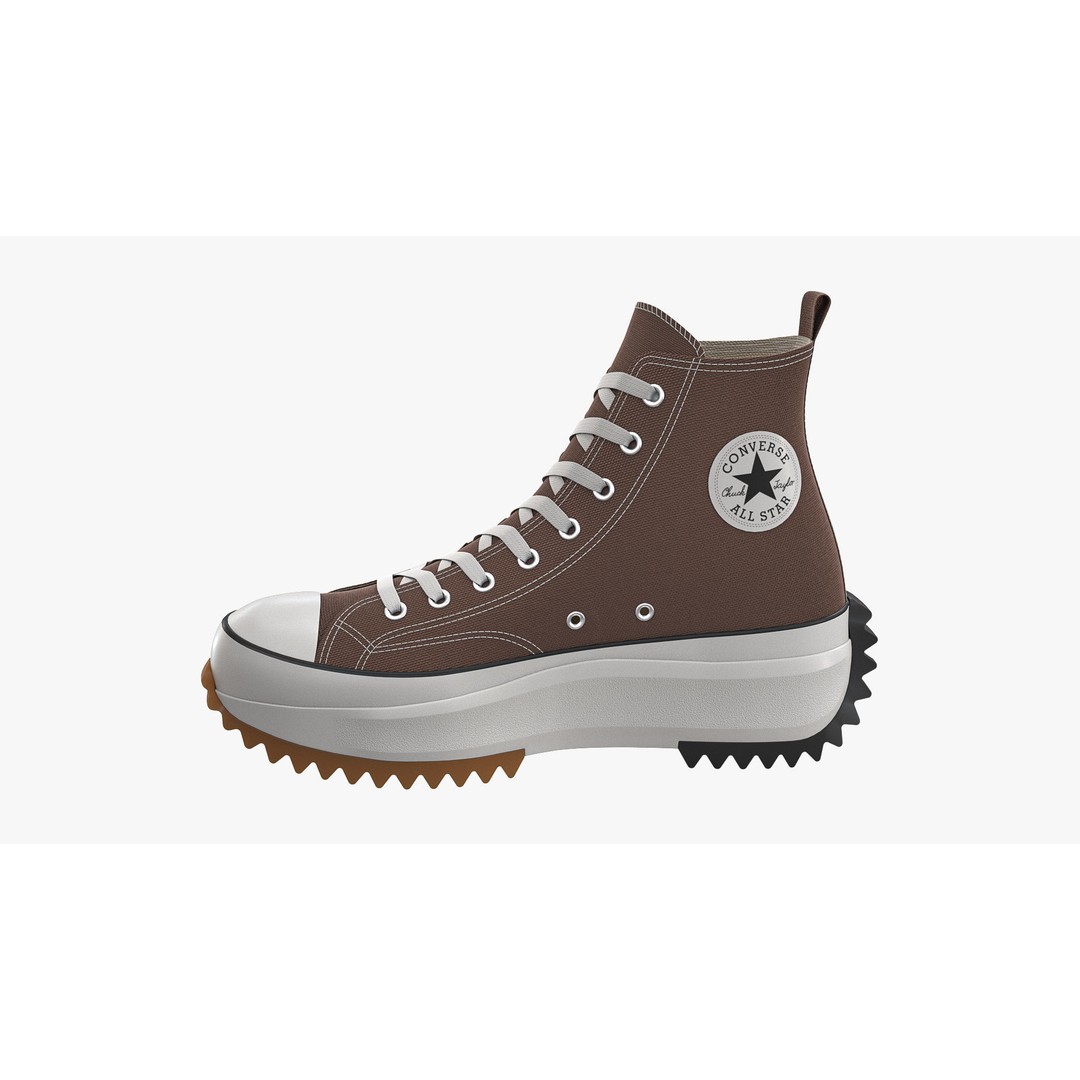 Converse Run Star Hike Platform High Top Brown 3D Model – High Poly Game Asset, FBX, OBJ - View 9