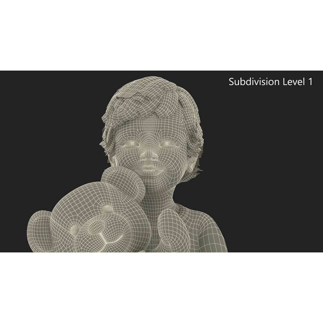 Toddler with Stuffed Teddy Bear 3D Model – Realistic Character with PBR Textures - View 17