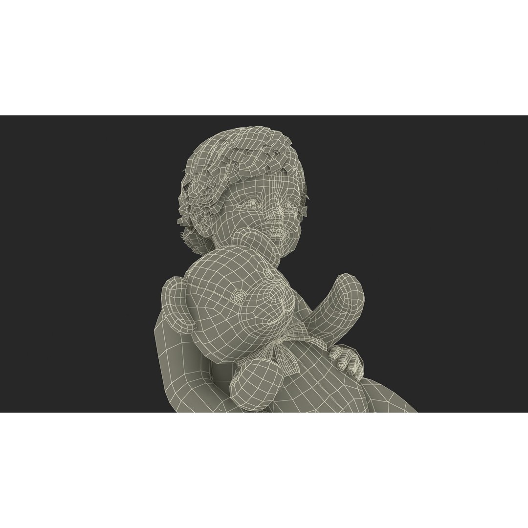 Toddler with Stuffed Teddy Bear 3D Model – Realistic Character with PBR Textures - View 26
