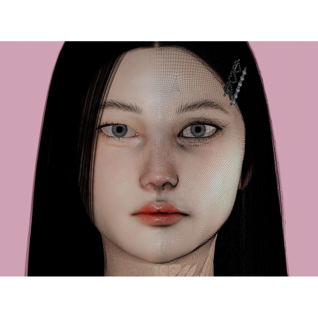 Realistic Girl 3D Model – Low Poly Game Ready Character, FBX, Blender - View 10