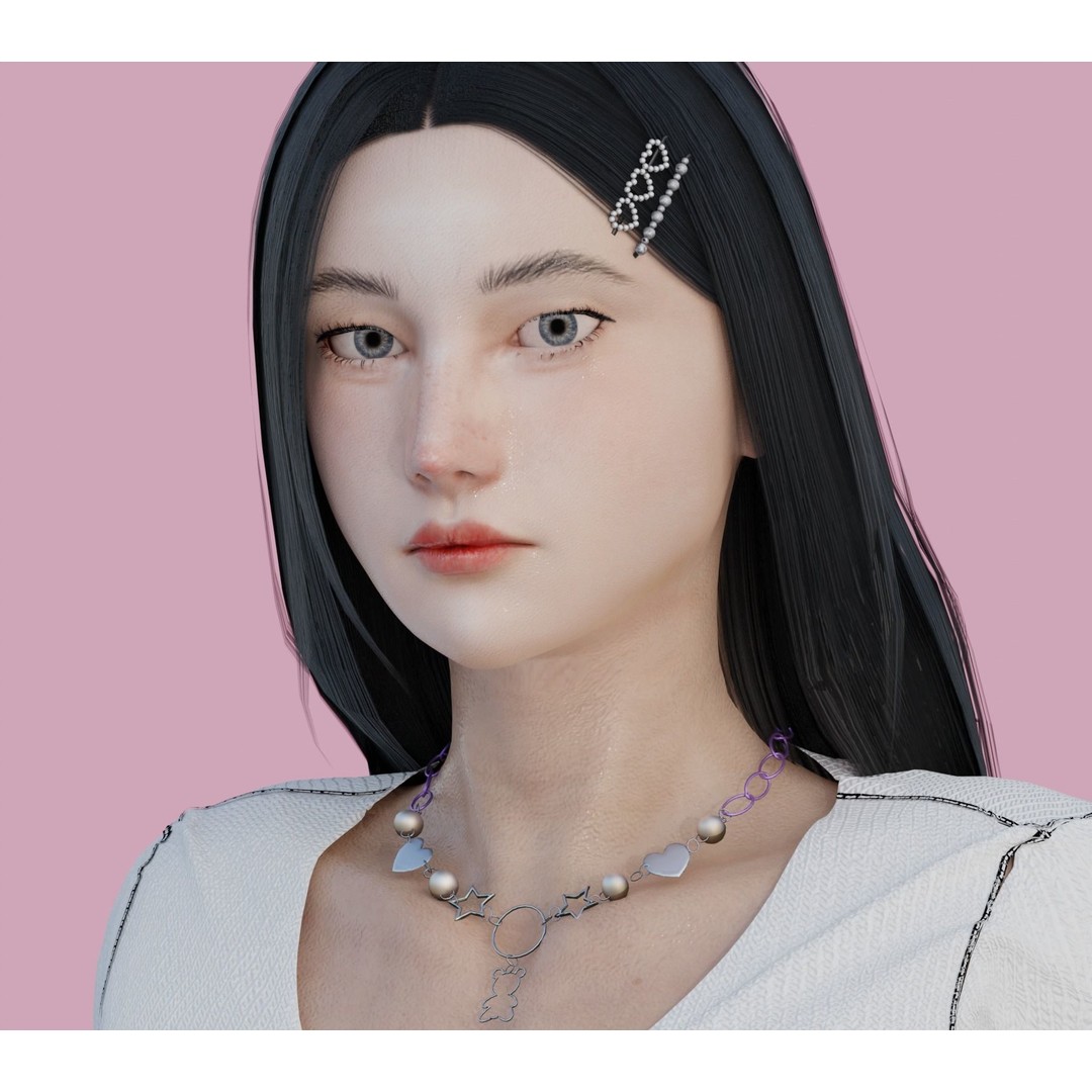 Realistic Girl 3D Model – Low Poly Game Ready Character, FBX, Blender - View 3