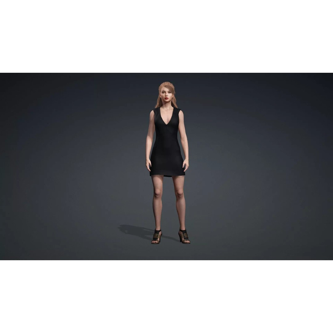 Beautiful Girl 3D Model – Rigged Female Character for Animation - View 3