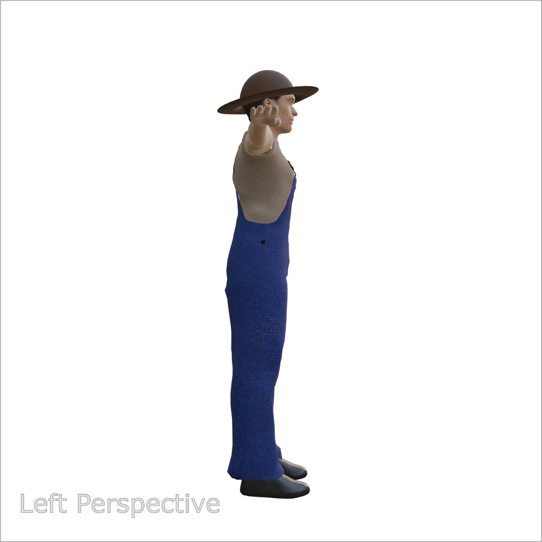 Caucasian Farmer Character 3D Model – Realistic Rigged Asset for Animation - View 4