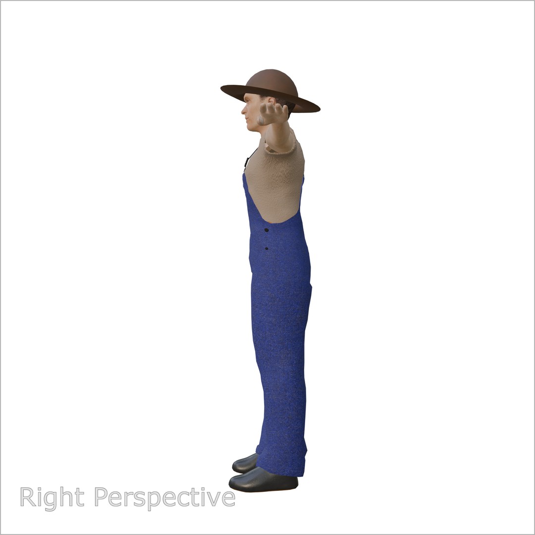 Caucasian Farmer Character 3D Model – Realistic Rigged Asset for Animation - View 5