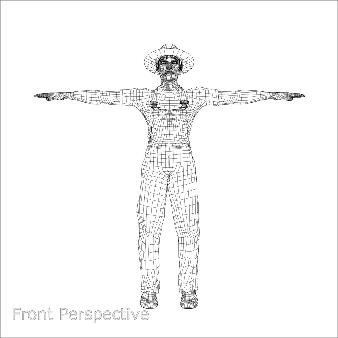 Caucasian Farmer Character 3D Model – Realistic Rigged Asset for Animation - View 8